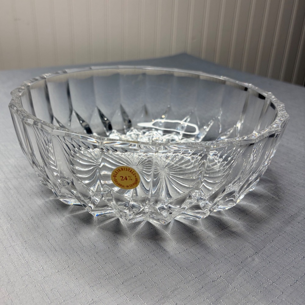 Bleikristall Crystal Bowl 8" Clear 24% Lead Bavaria West Germany Vintage Cut